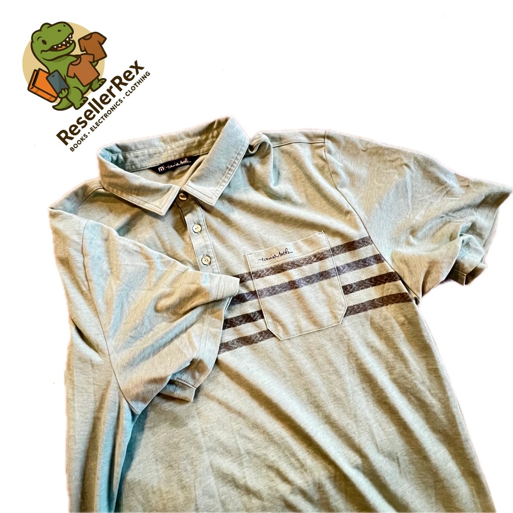 Travis Mathew Mens Polo Shirt Short Sleeve Pocket Stripe Green Size Large